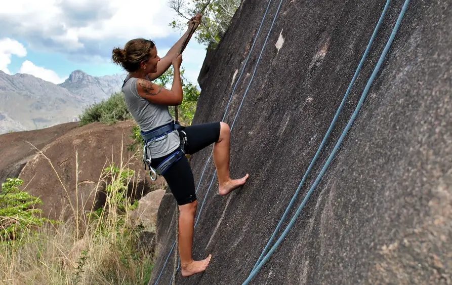 barefoot rock climbing