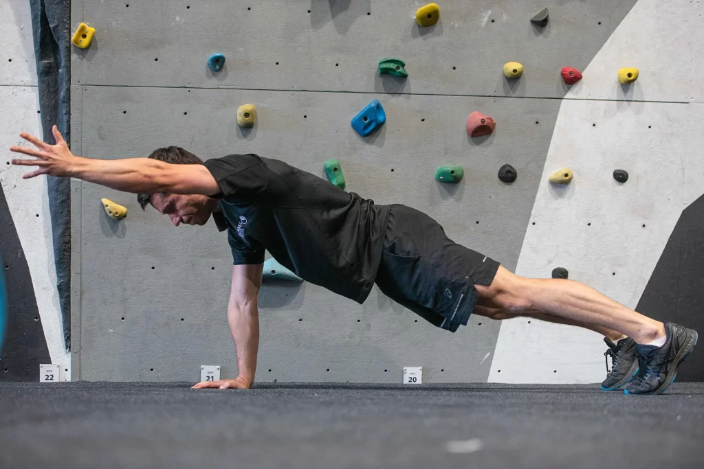 Stretches For Climbing: Best Techniques! 4. High plank step 1